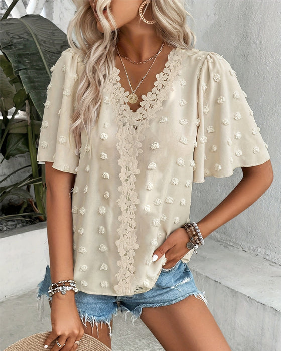 Bluse Sammenføyd Jacquard Rysjeerme