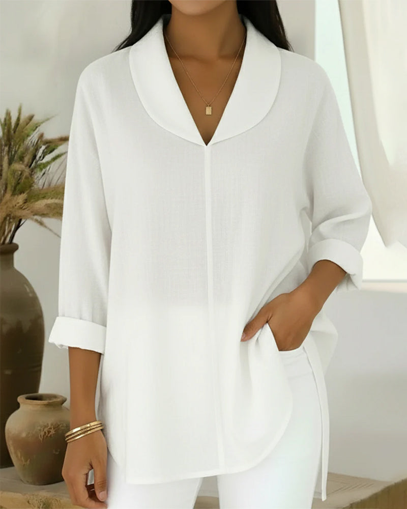 Bluse Ensfarget Langermet Peter Pan-Krage