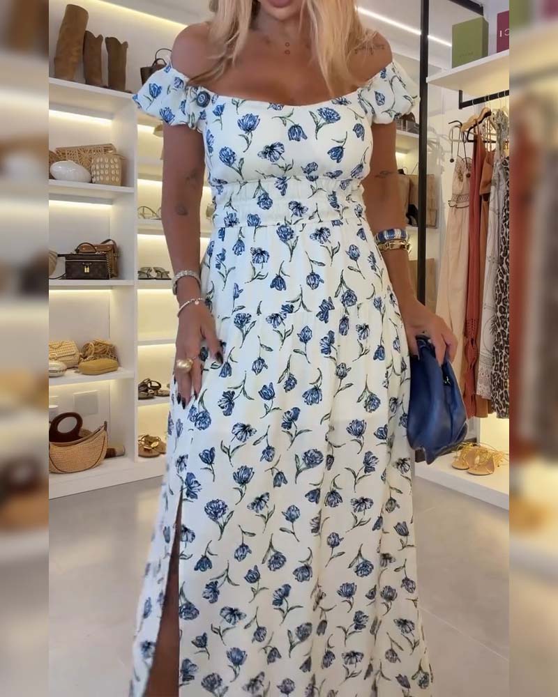 Kjole Stropp Splitt Blomst