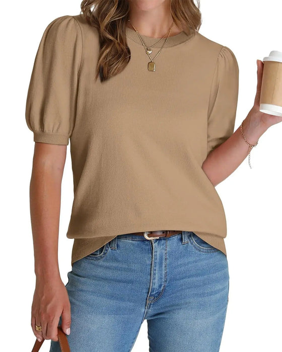 Pullover Pufferme Strikket Kortermet