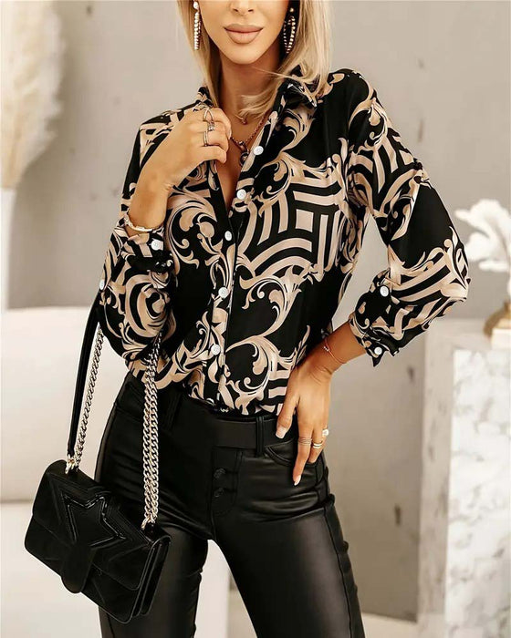 Skjorte med avslappet mønster og lange ermer