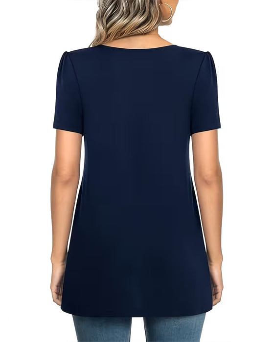 T-Shirt Plissert Casual Kort Erme