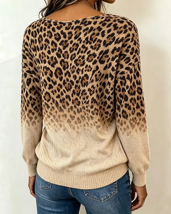 Topp Leopard Trykk Kors Gradient Lattes Todelt