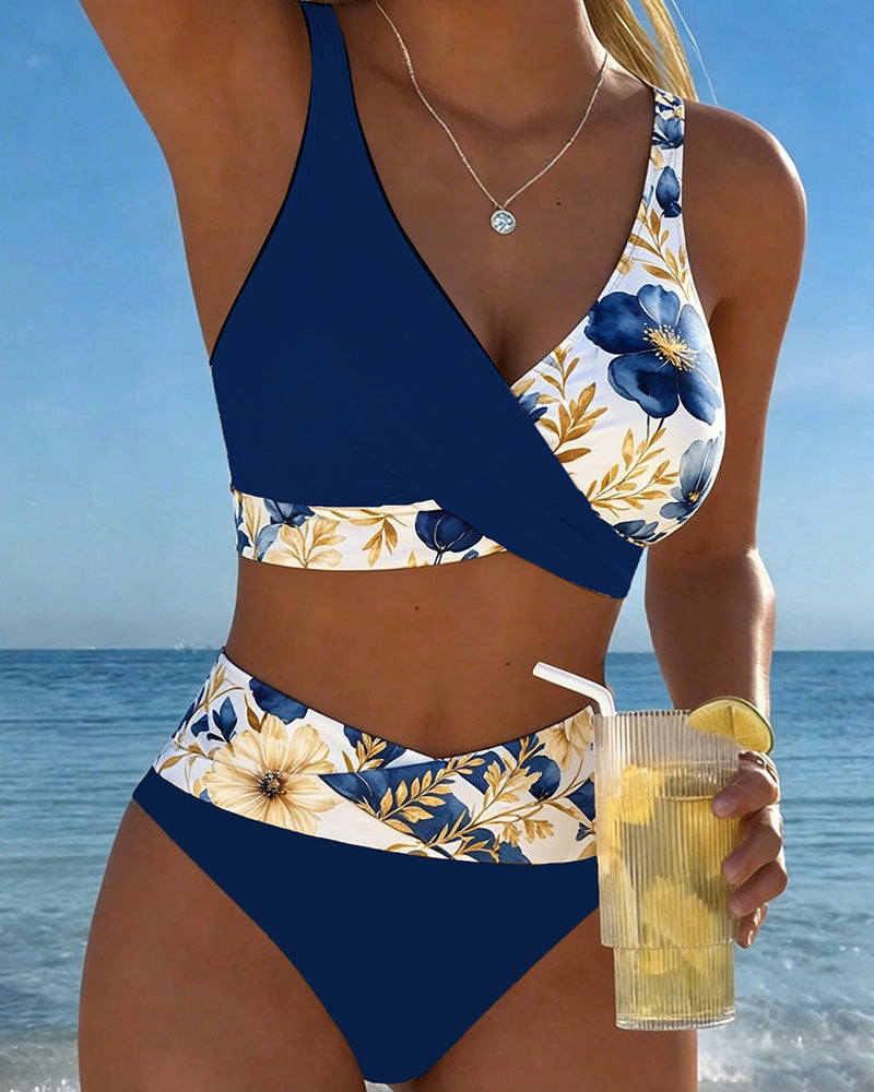 Bikini Blomstret Fargeblokk Lappeteppe