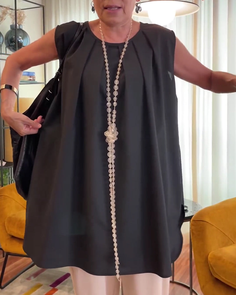 Singlet Plissert Ermløs Løs