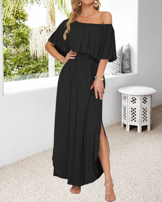 Kjole Off-Shoulder Ruffle Spalte