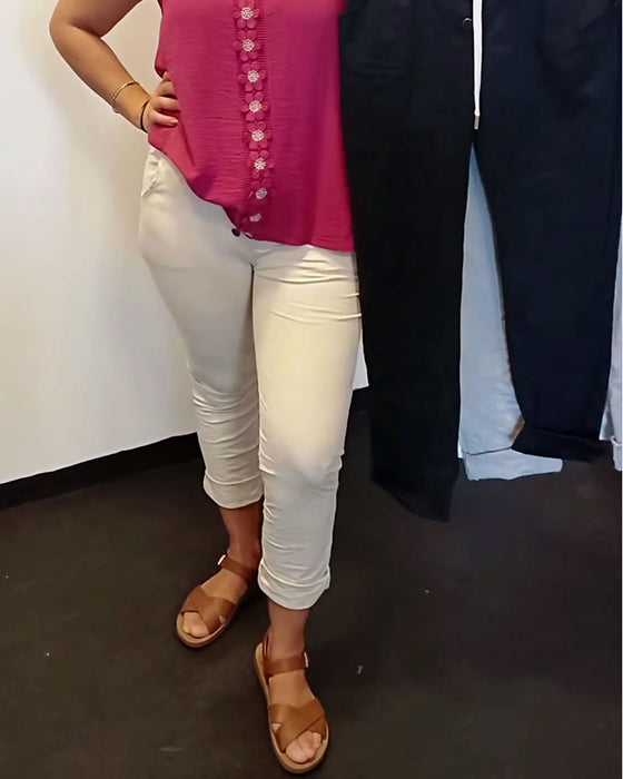 Bukser Mote Solid Farge Knapp Lomme Smal