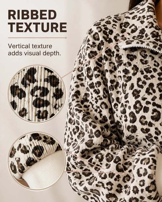 Sweatshirt Glidelås Leopard Casual