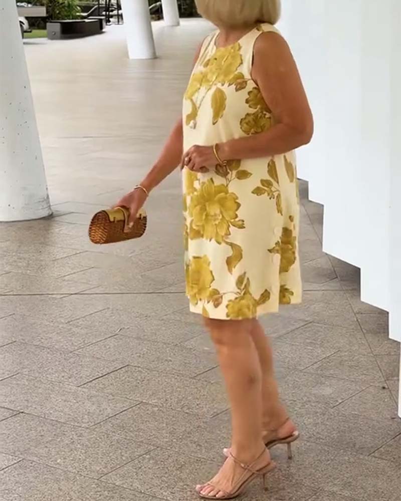 Kjole Stor Blomstre Ermløs Shift