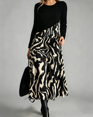 Kjole Patchwork Zebra Lang Erme