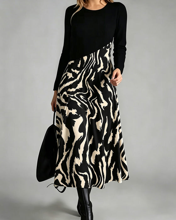 Kjole Patchwork Zebra Lang Erme