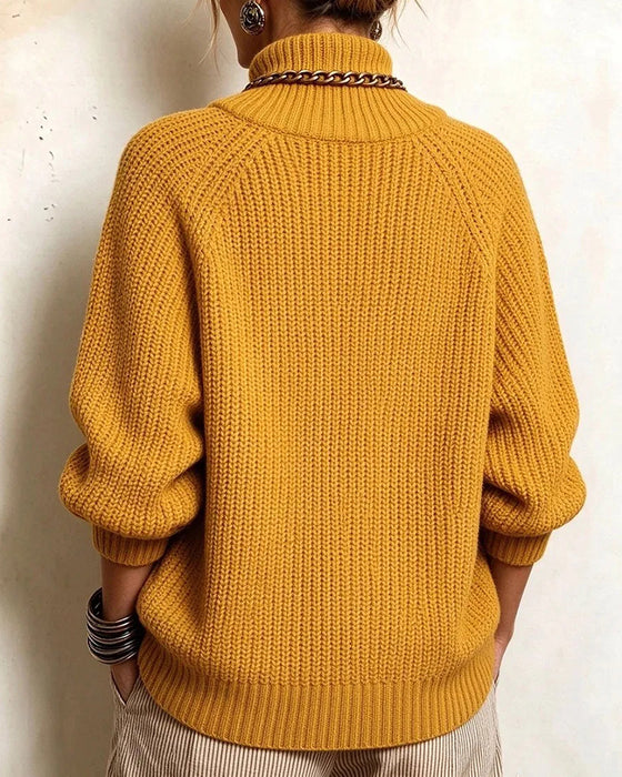 Genser Turtleneck Knappet Raglanerme