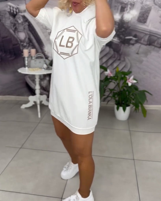 Kjole Med Hette Trykte Bokstaver Sport