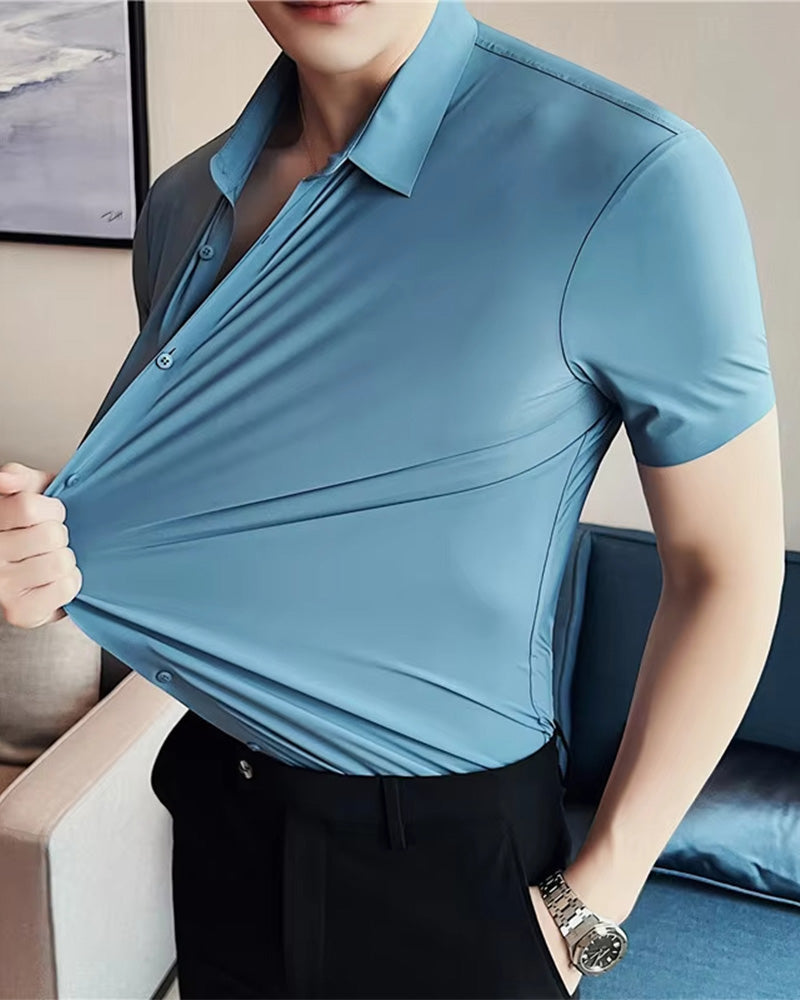 Skjorter Herre Stretch Kort Erme Kjole