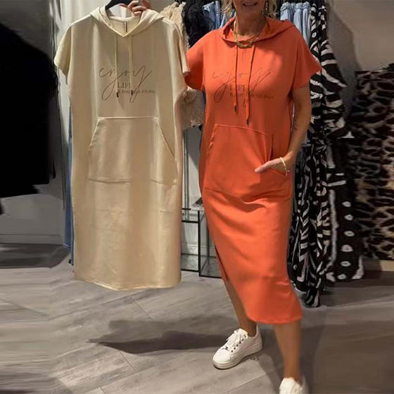 Kjole Med Hette Casual Snøring