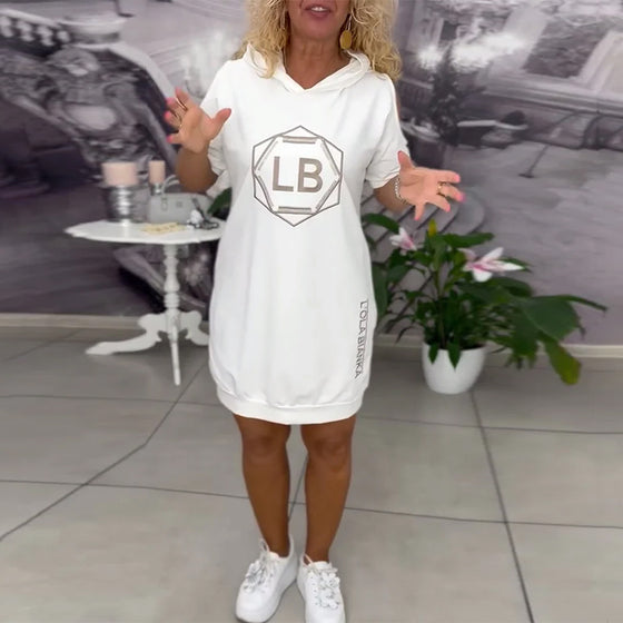 Kjole Med Hette Trykte Bokstaver Sport