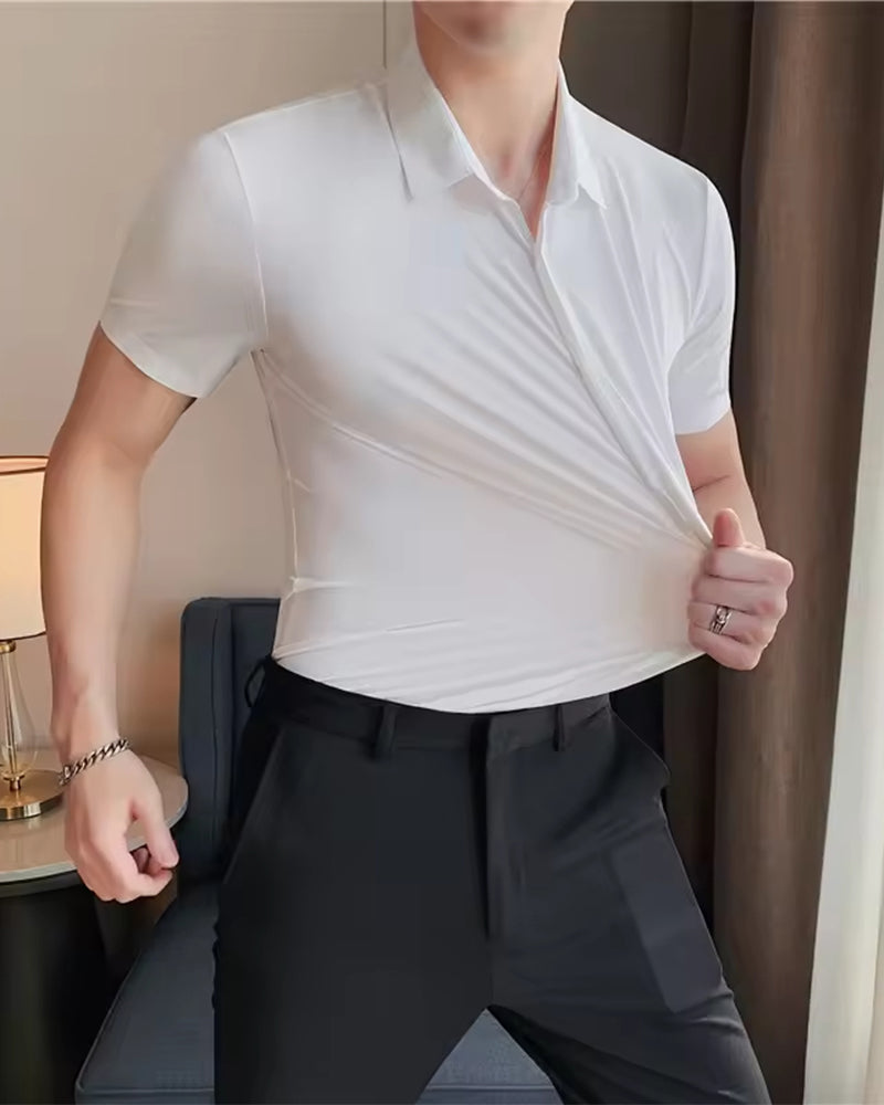 Skjorter Herre Stretch Kort Erme Kjole