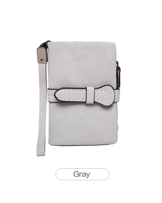 Dame Elegant Minimalistisk Kort Lommebok Med Håndleddsrem, Avslappet Allsidig Glidelås Kortholder Lommebok, Trendy Lommebok For Daglig Bruk