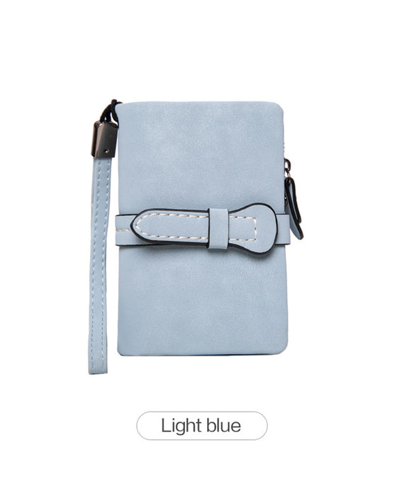 Dame Elegant Minimalistisk Kort Lommebok Med Håndleddsrem, Avslappet Allsidig Glidelås Kortholder Lommebok, Trendy Lommebok For Daglig Bruk