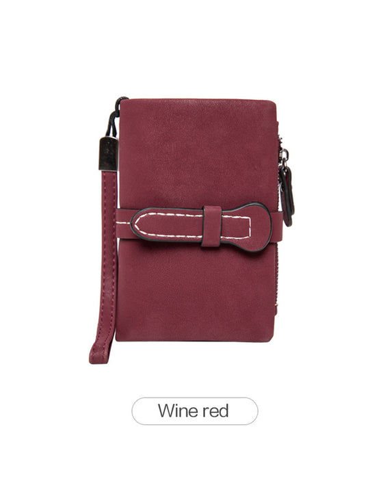 Dame Elegant Minimalistisk Kort Lommebok Med Håndleddsrem, Avslappet Allsidig Glidelås Kortholder Lommebok, Trendy Lommebok For Daglig Bruk