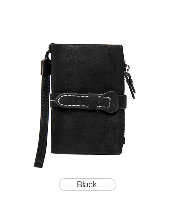 Dame Elegant Minimalistisk Kort Lommebok Med Håndleddsrem, Avslappet Allsidig Glidelås Kortholder Lommebok, Trendy Lommebok For Daglig Bruk