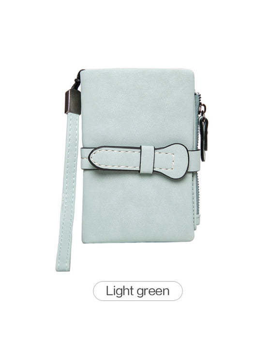 Dame Elegant Minimalistisk Kort Lommebok Med Håndleddsrem, Avslappet Allsidig Glidelås Kortholder Lommebok, Trendy Lommebok For Daglig Bruk