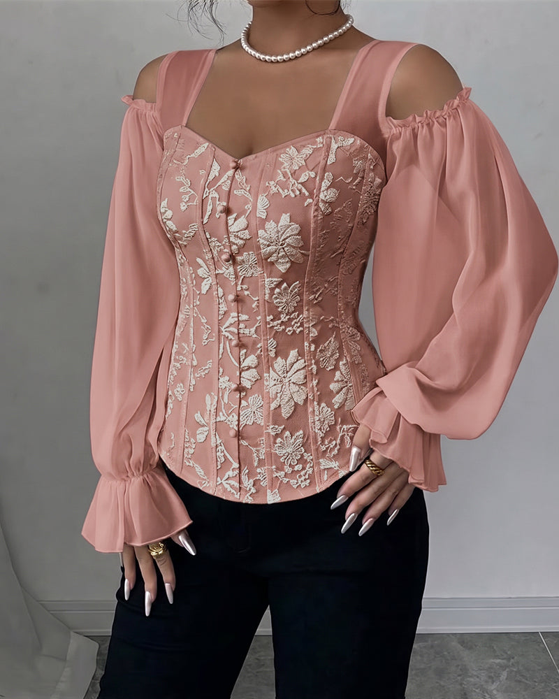 Bluse Off-Shoulder Lang Erme Midje