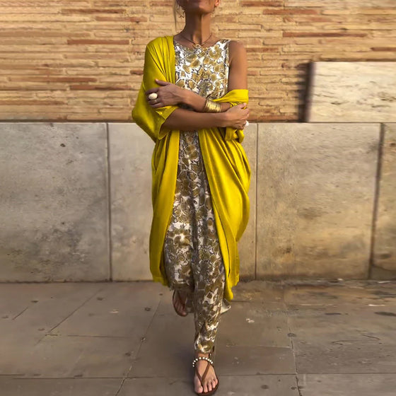 Elegant todelt dress med vintagetrykk