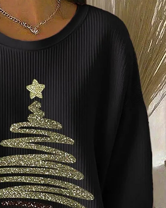 Genser Løs Pitted Juletrykk