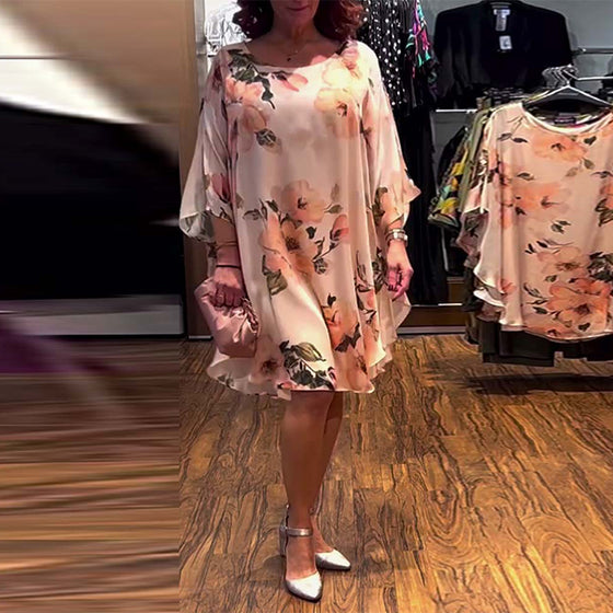 Kjole Trykket Flaggermusermet