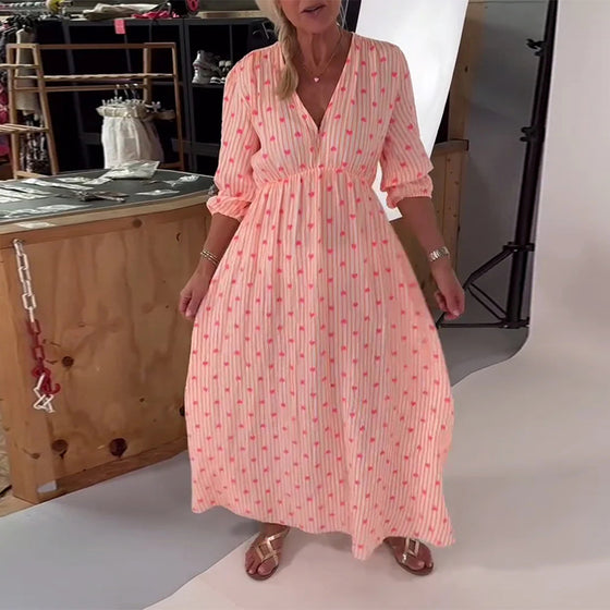 Kjole Elegant V-Hals Hjertemønster