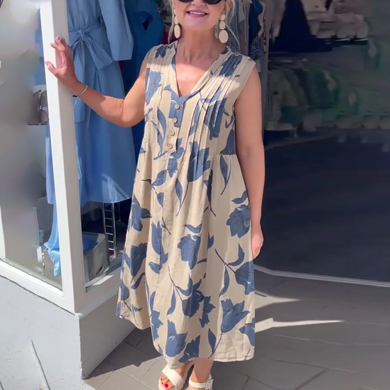 Kjole V-Hals Ermeløs Trykt