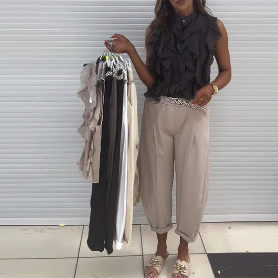 Tank Top Designer Ruffle Ermeløs