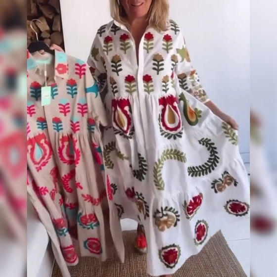 Kjole Blomstret Grafisk Trykk