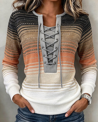 Sweatshirt Stripet Slim Fit Kontrast Stropper