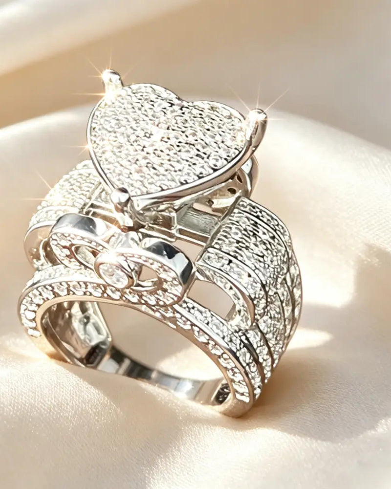 Pave Hjerteformet Ringsett for Kvinner