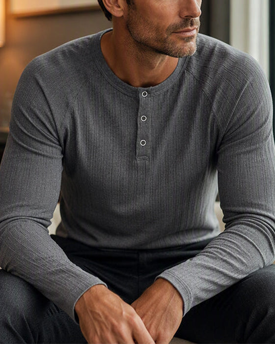 T-Shirt Vertikal Stripe Lang Erme