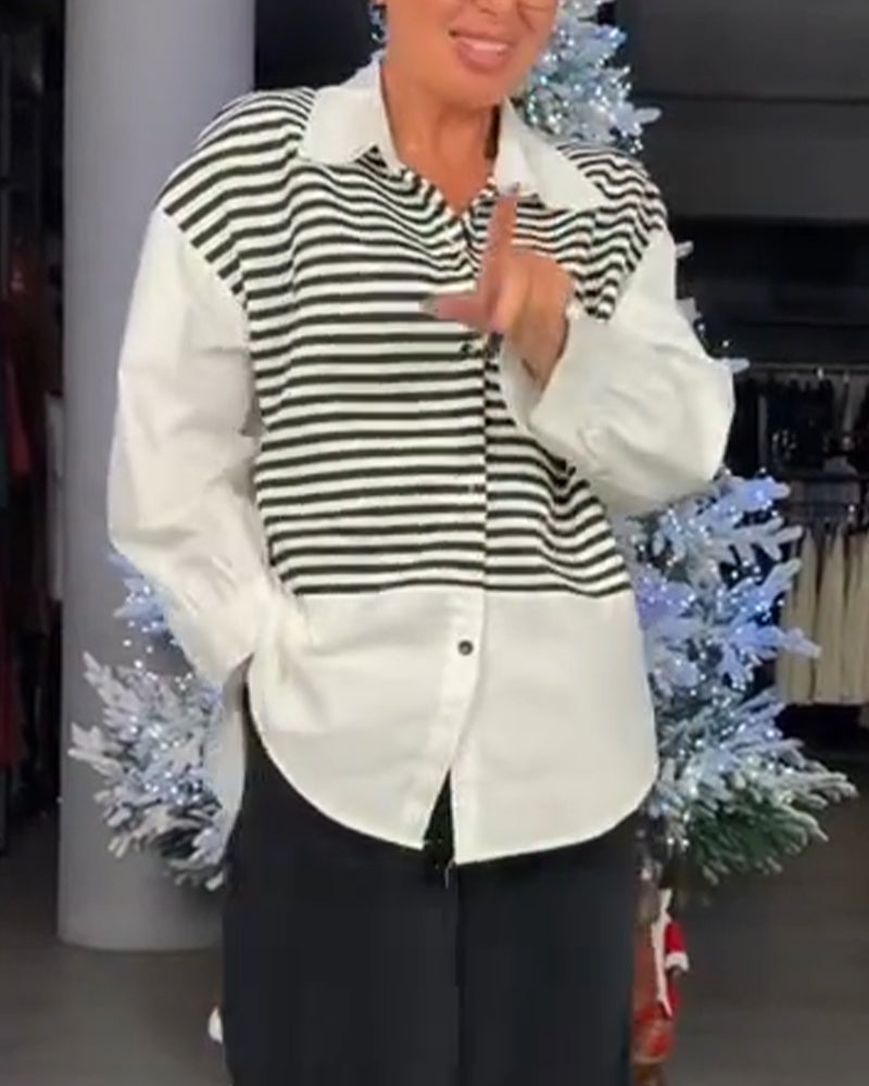 Skjorte Stripete Knappekrage