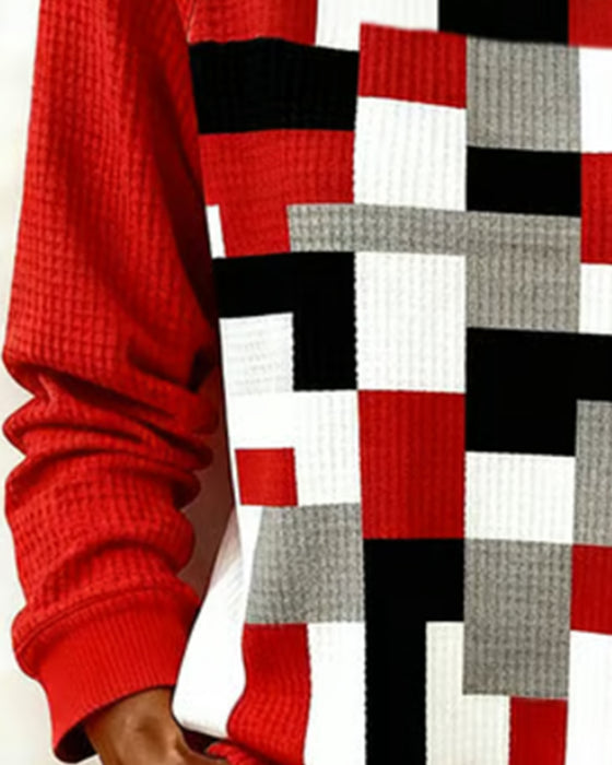 Sweatshirt Vaffelmønster Firkantet Trykk