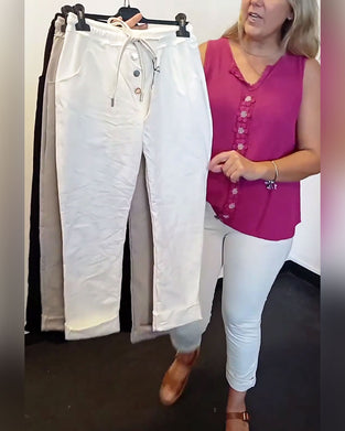 Bukser Mote Solid Farge Knapp Lomme Smal