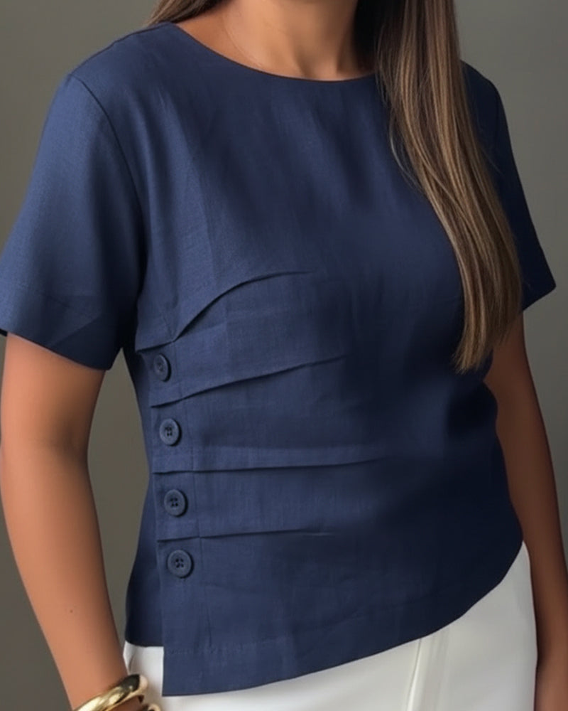 Bluse Knappdetalj Kortermet