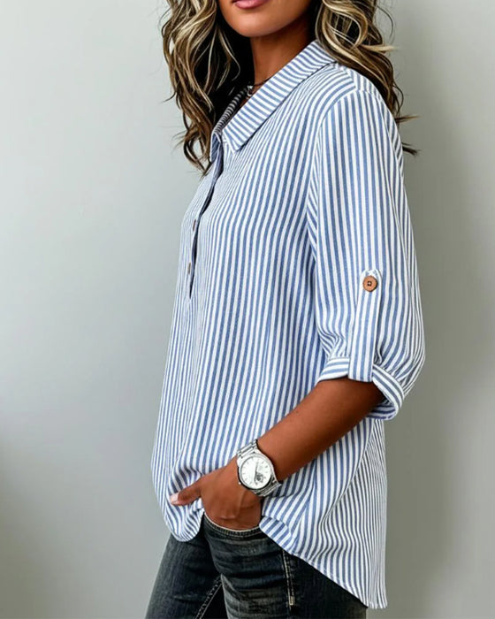 Bluse Casual Stripet Henley