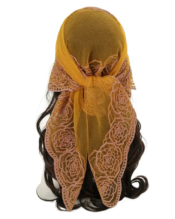 Blomstret Nett Scallop Design Bandana