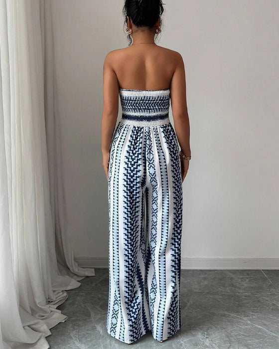 Jumpsuit Geometrisk Bandeau Spalte Bred Ben
