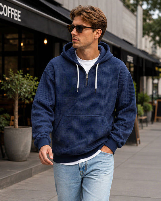 Hoodie Herre Solid Glidelås Pullover