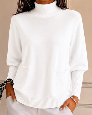 Pullover Turtleneck Lomme Solid