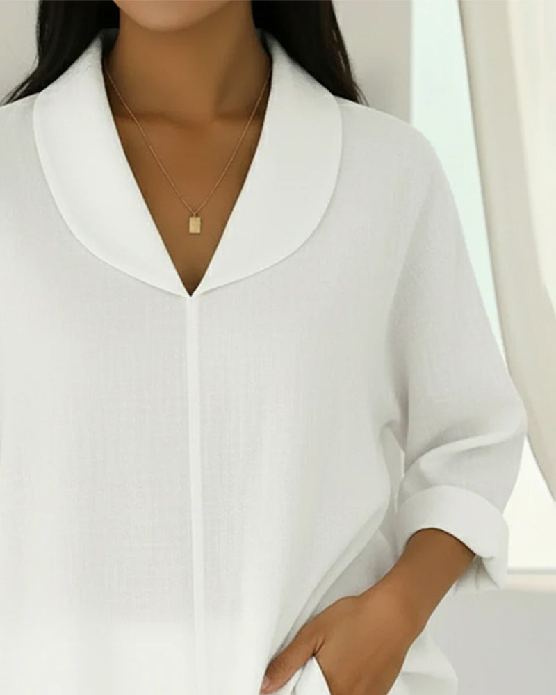 Bluse Ensfarget Langermet Peter Pan-Krage