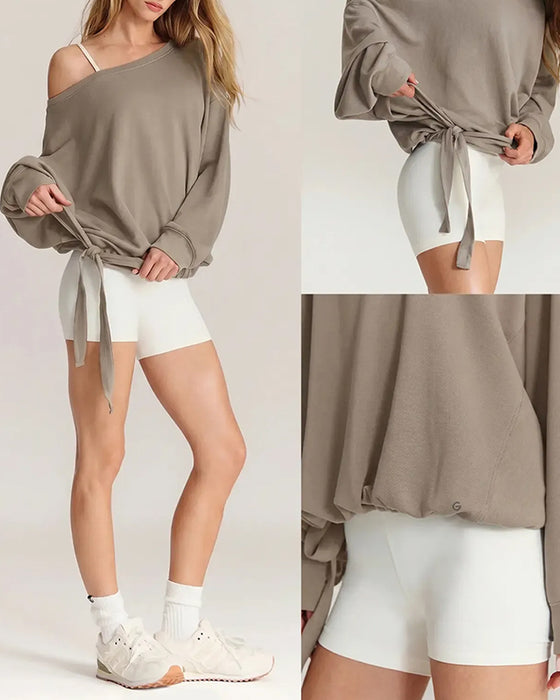 Sweatshirt Enskulder Dragsnor Løs