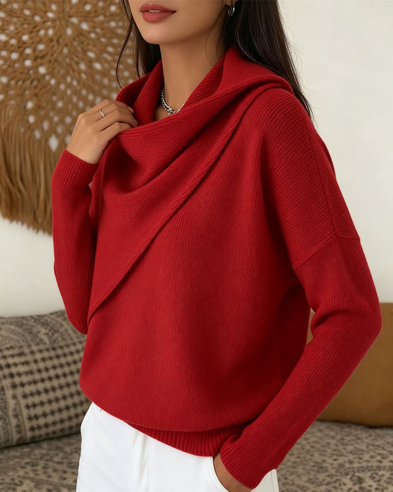 Pullover Stilig Mock Hals Lang Erme Strikket
