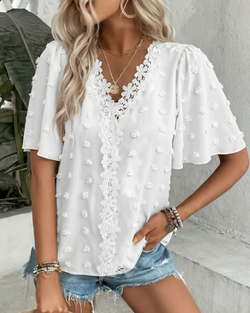 Bluse Sammenføyd Jacquard Rysjeerme